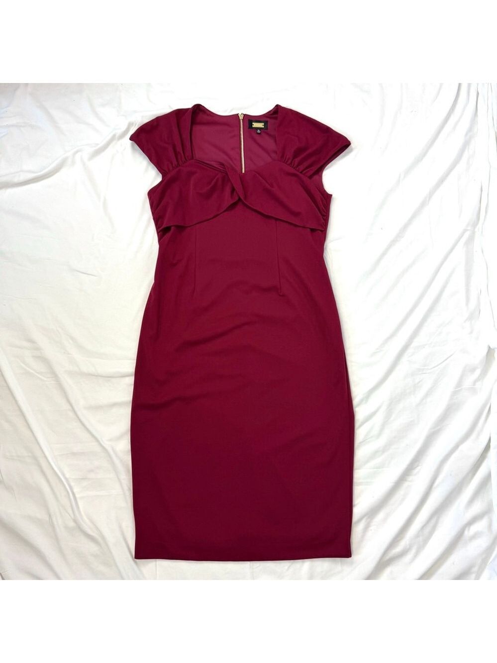 Alexia Admor Josie Sheath Midi Dress Women’s XL Cranberry Red Flattering
